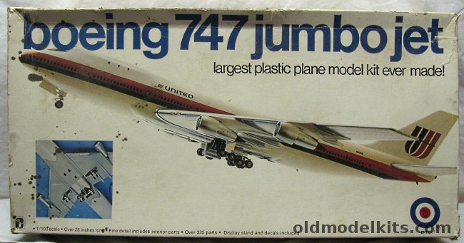 Entex 1/100 Boeing 747 Jumbo Jet United, 8453 plastic model kit